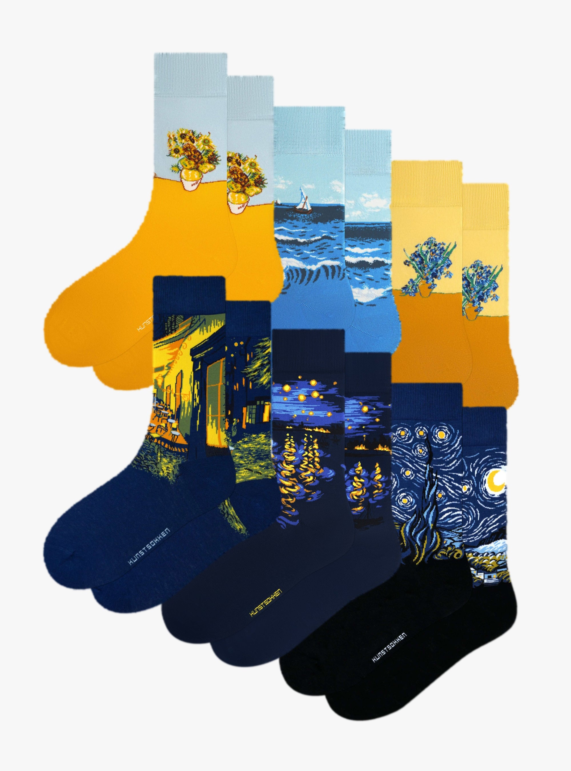 Van Gogh's Zes Meesterwerken 6-Pack - zes paar kunstsokken